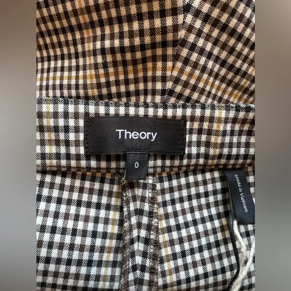 Theory Womens Ivory Multi Dale Portland Plaid Ankle Cropped Straight Pants - Picture 9 of 15